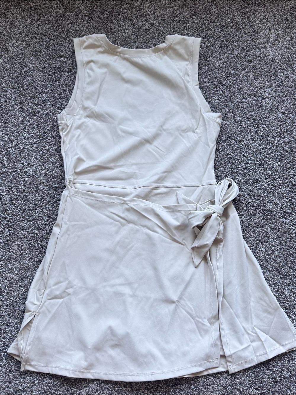 NEW Sleeveless Cream Wrap Tie Athletic Dress